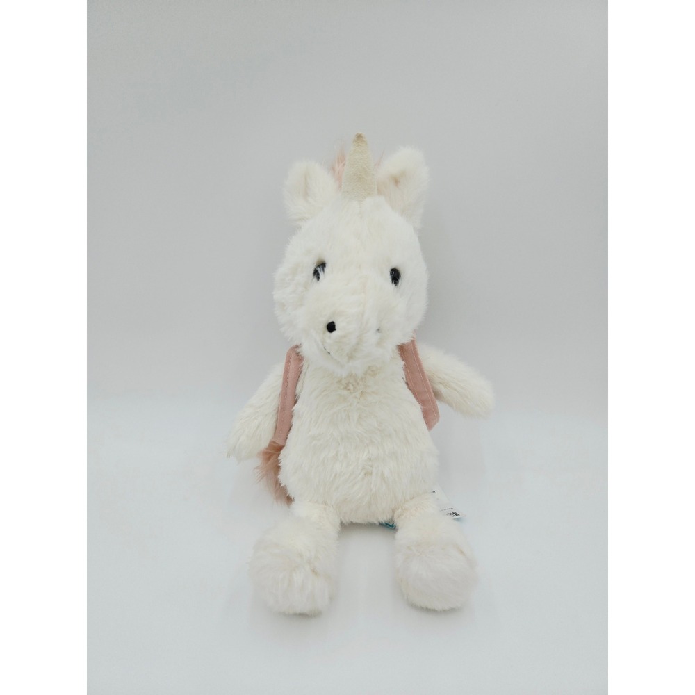 Jellycat Backpack Unicorn Plush 9" NWT White Pink Stuffed Animal Sparkle Horn